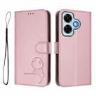 For Redmi Note 13 4G Litter Panda Embossing RFID Leather Phone Case with Lanyard(Pink) - 2