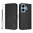 For Redmi Note 13 4G Litter Panda Embossing RFID Leather Phone Case with Lanyard(Black) - 2