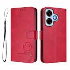 For Redmi Note 13 4G Litter Panda Embossing RFID Leather Phone Case with Lanyard(Rose Red) - 2