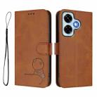 For Redmi Note 13 4G Litter Panda Embossing RFID Leather Phone Case with Lanyard(Brown) - 2