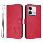 For Redmi Note 13 5G Litter Panda Embossing RFID Leather Phone Case with Lanyard(Rose Red) - 2