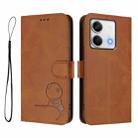 For Redmi Note 13 5G Litter Panda Embossing RFID Leather Phone Case with Lanyard(Brown) - 2