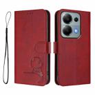 For Redmi Note 13 Pro 4G / Note 14S Litter Panda Embossing RFID Leather Phone Case with Lanyard(Wine Red) - 2
