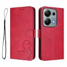 For Redmi Note 13 Pro 4G / Note 14S Litter Panda Embossing RFID Leather Phone Case with Lanyard(Rose Red) - 2
