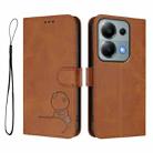 For Redmi Note 13 Pro 4G / Note 14S Litter Panda Embossing RFID Leather Phone Case with Lanyard(Brown) - 2