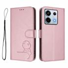 For Redmi Note 13 Pro 5G / Poco X6 Litter Panda Embossing RFID Leather Phone Case with Lanyard(Pink) - 2