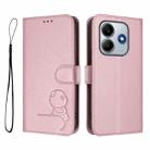 For Redmi Note 14 4G 163.25mm Litter Panda Embossing RFID Leather Phone Case with Lanyard(Pink) - 2