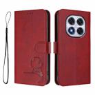 For Redmi Note 14 Pro 4G Litter Panda Embossing RFID Leather Phone Case with Lanyard(Wine Red) - 2