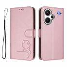 For Redmi Note 13 Pro+ 5G Litter Panda Embossing RFID Leather Phone Case with Lanyard(Pink) - 2