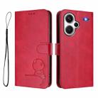 For Redmi Note 13 Pro+ 5G Litter Panda Embossing RFID Leather Phone Case with Lanyard(Rose Red) - 2