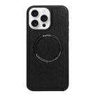 For iPhone 16 Pro Max Litchi Texture PU MagSafe Back Cover Phone Case(Black) - 1