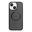 For iPhone 14 / 13 Litchi Texture PU MagSafe Back Cover Phone Case(Grey) - 1