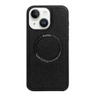For iPhone 14 / 13 Litchi Texture PU MagSafe Back Cover Phone Case(Black) - 1