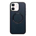 For iPhone 11 Litchi Texture PU MagSafe Back Cover Phone Case(Blue) - 1