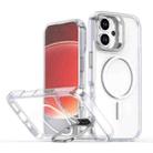 For iPhone 16 Plus Bright Color Clear MagSafe Lens Frame Holder Phone Case(White) - 1