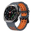 For Samsung Galaxy Watch8 / 8 Classic xDfind Black Buckle Ocean Two Color Dual-row Hole Silicone Watch Band(Space Grey Orange) - 1