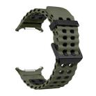 For Samsung Galaxy Watch8 / 8 Classic xDfind Black Buckle Ocean Two Color Dual-row Hole Silicone Watch Band(Army Green Black) - 3