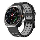 For Samsung Galaxy Watch8 / 8 Classic xDfind Black Buckle Ocean Two Color Dual-row Hole Silicone Watch Band(Black Grey) - 1