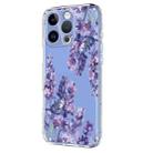 For iPhone 13 Pro Flower Pattern Painted TPU Phone Case(Wisteria) - 2