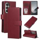 For Samsung Galaxy Z Fold7 5G 3-Card Slots Multifunctional Leather Phone Case(Wine Red) - 1