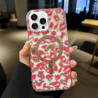 For iPhone 16 Pro Max Leopard MagSafe Dual-side Laminating IMD Phone Case(Pink) - 1