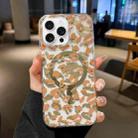 For iPhone 16 Pro Max Leopard MagSafe Dual-side Laminating IMD Phone Case(Yellow Coffee) - 1