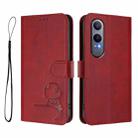 For OnePlus Nord CE4 Lite Litter Panda Embossing RFID Leather Phone Case with Lanyard(Wine Red) - 2