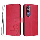 For OnePlus Nord CE4 Lite Litter Panda Embossing RFID Leather Phone Case with Lanyard(Rose Red) - 2