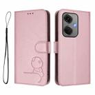 For OnePlus Nord CE3 5G India Litter Panda Embossing RFID Leather Phone Case with Lanyard(Pink) - 2