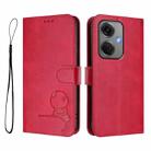 For OnePlus Nord CE3 5G India Litter Panda Embossing RFID Leather Phone Case with Lanyard(Rose Red) - 2