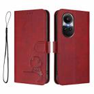 For OPPO Reno10 / Reno10 Pro Global  Litter Panda Embossing RFID Leather Phone Case with Lanyard(Wine Red) - 2