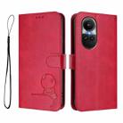 For OPPO Reno10 / Reno10 Pro Global  Litter Panda Embossing RFID Leather Phone Case with Lanyard(Rose Red) - 2
