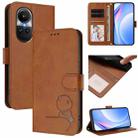 For OPPO Reno10 / Reno10 Pro Global  Litter Panda Embossing RFID Leather Phone Case with Lanyard(Brown) - 1