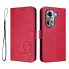 For OPPO Reno11 5G Global Litter Panda Embossing RFID Leather Phone Case with Lanyard(Rose Red) - 2