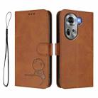 For OPPO Reno11 5G Global Litter Panda Embossing RFID Leather Phone Case with Lanyard(Brown) - 2