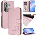 For OPPO Reno11 Pro 5G Global Litter Panda Embossing RFID Leather Phone Case with Lanyard(Pink) - 1
