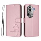 For OPPO Reno11 Pro 5G Global Litter Panda Embossing RFID Leather Phone Case with Lanyard(Pink) - 2
