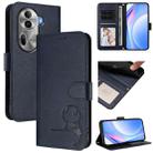 For OPPO Reno11 Pro 5G Global Litter Panda Embossing RFID Leather Phone Case with Lanyard(Blue) - 1