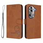 For OPPO Reno11 Pro 5G Global Litter Panda Embossing RFID Leather Phone Case with Lanyard(Brown) - 2