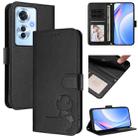 For OPPO Reno11 F 5G Global Litter Panda Embossing RFID Leather Phone Case with Lanyard(Black) - 1