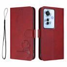 For OPPO Reno11 F 5G Global Litter Panda Embossing RFID Leather Phone Case with Lanyard(Wine Red) - 2
