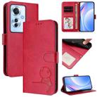 For OPPO Reno11 F 5G Global Litter Panda Embossing RFID Leather Phone Case with Lanyard(Rose Red) - 1
