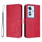 For OPPO Reno11 F 5G Global Litter Panda Embossing RFID Leather Phone Case with Lanyard(Rose Red) - 2
