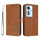 For OPPO Reno11 F 5G Global Litter Panda Embossing RFID Leather Phone Case with Lanyard(Brown) - 2