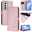 For OPPO Reno12 5G Global Litter Panda Embossing RFID Leather Phone Case with Lanyard(Pink) - 1