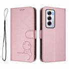 For OPPO Reno12 5G Global Litter Panda Embossing RFID Leather Phone Case with Lanyard(Pink) - 2