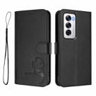 For OPPO Reno12 5G Global Litter Panda Embossing RFID Leather Phone Case with Lanyard(Black) - 2