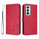 For OPPO Reno12 5G Global Litter Panda Embossing RFID Leather Phone Case with Lanyard(Rose Red) - 2