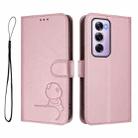For OPPO Reno12 Pro 5G Global Litter Panda Embossing RFID Leather Phone Case with Lanyard(Pink) - 2