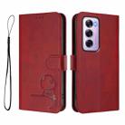 For OPPO Reno12 Pro 5G Global Litter Panda Embossing RFID Leather Phone Case with Lanyard(Wine Red) - 2